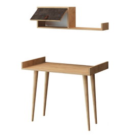 Hanah Home Mesa de Estudio con Estante de Pared, Roble y Gris Oscuro